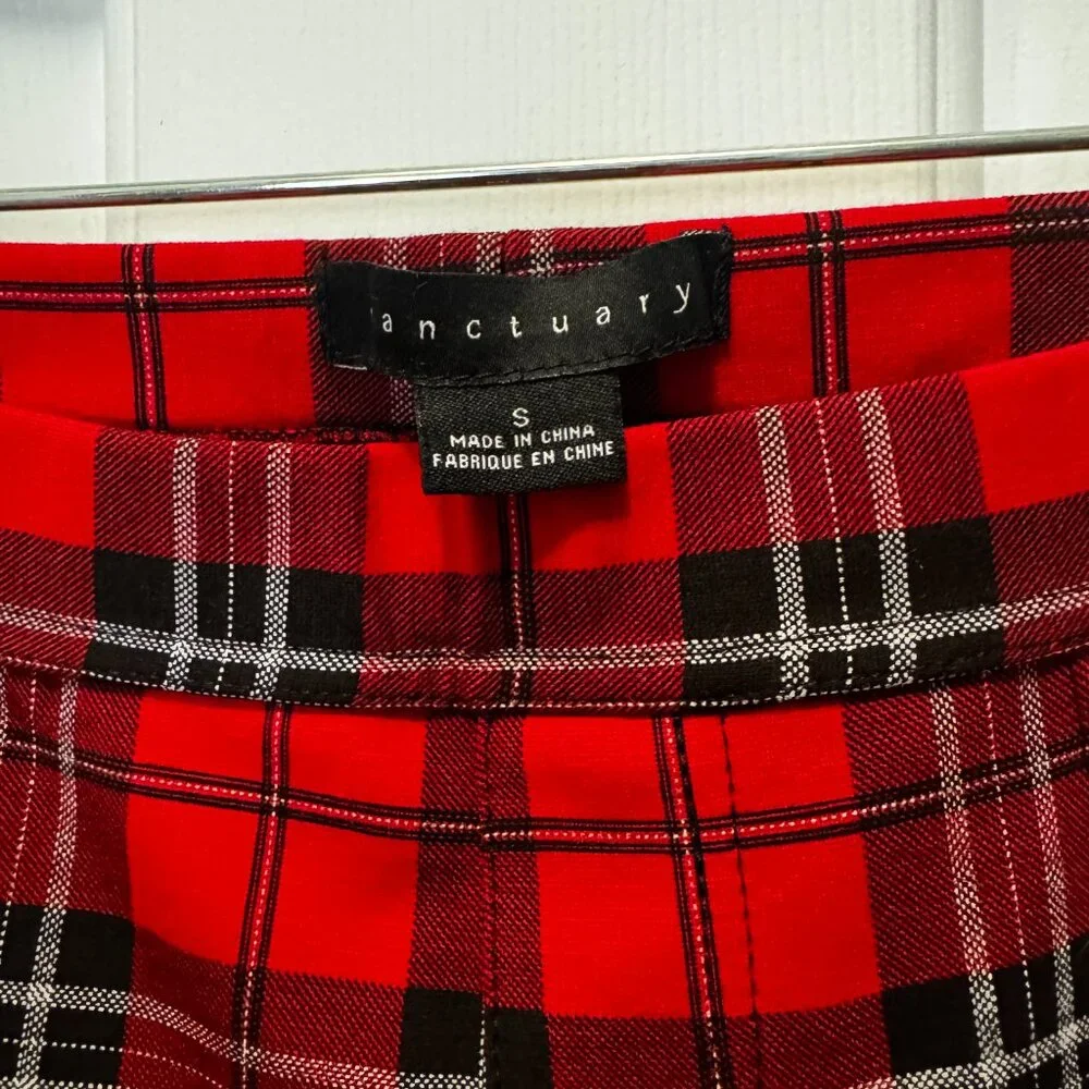 Sanctuary Red Plaid Grease Leggings. NWOT Size Small - Picture 7 of 7